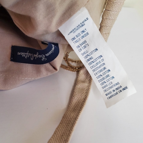 Super Cute Canvas Beaded Fringe Purse Crossbody Bag American Eagle - Picture 9 of 10